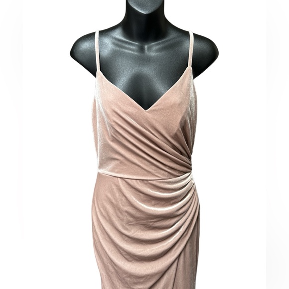 Reverly Rory Gold Champagne Velvet formal/prom/bridesmaid Dress size 4 - Picture 3 of 7